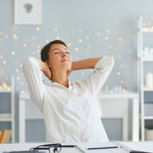 office working enjoying air temperature